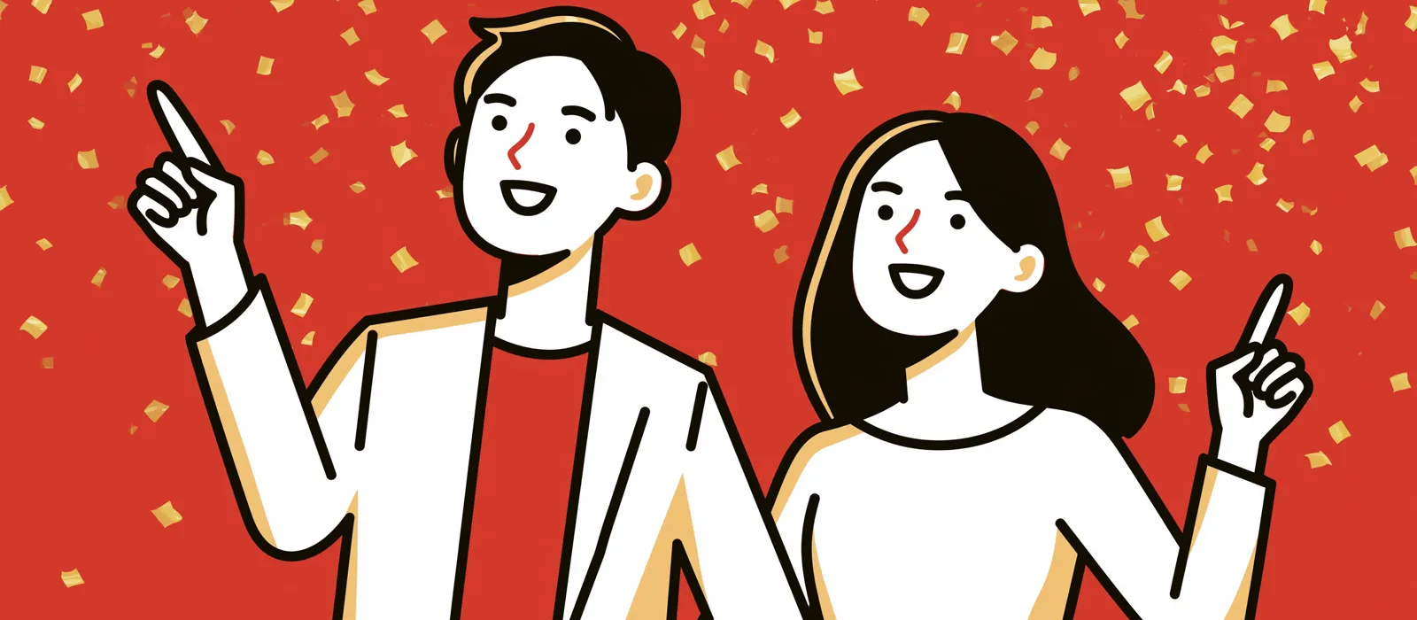 診断イメージ：くじ選びを楽しむ二人のイラスト